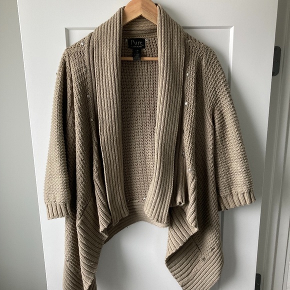 Pure Handknit drape effect cardigan with stud detail - Picture 9 of 11